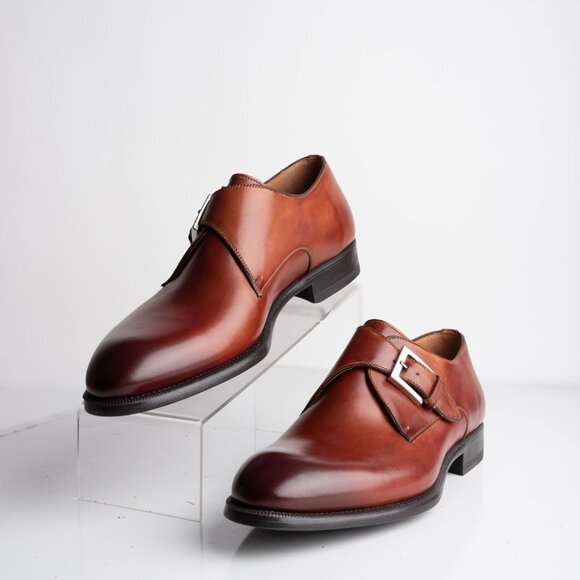 Magnanni Mens Wooten Monk Strap Loafers in Cognac Brown Sz US 11.5 EU 44.5 NWB main image 9